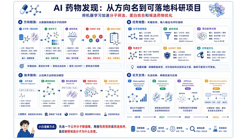 AI 药物发现 科研方向图解