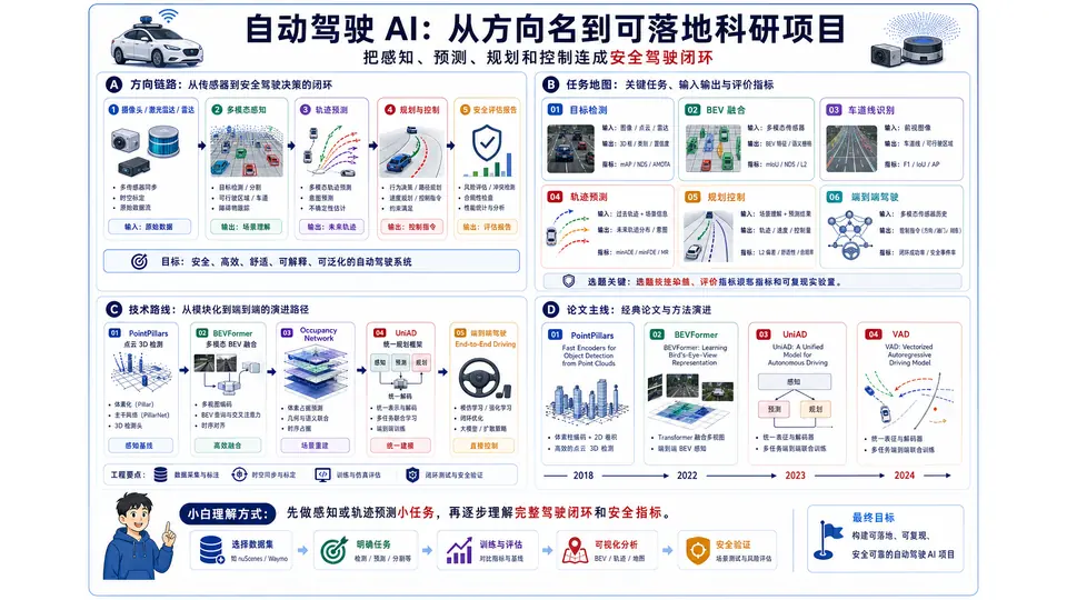自动驾驶 AI 科研方向图解