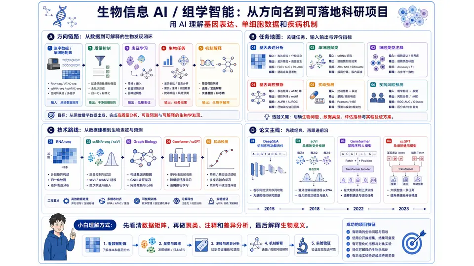 生物信息 AI 科研方向图解