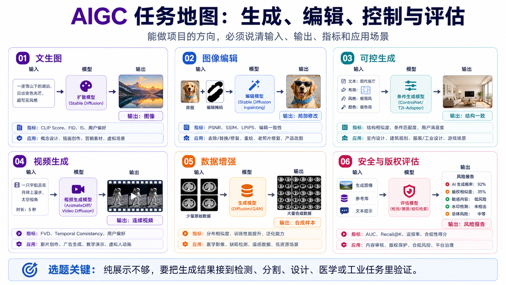 扩散模型 / AIGC：从噪声生成图像、视频和设计方案 任务地图
