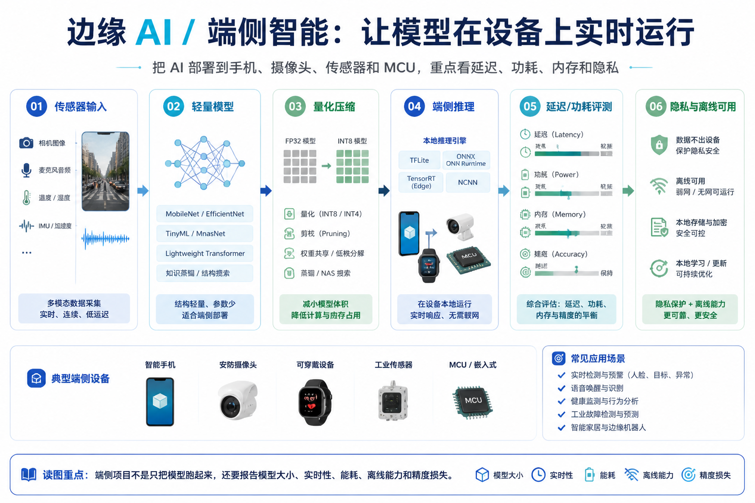 边缘 AI / 端侧智能：让模型在设备上实时运行 完整链路图