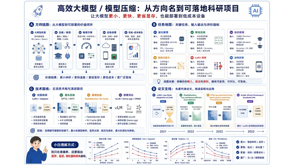 高效大模型 科研方向图解