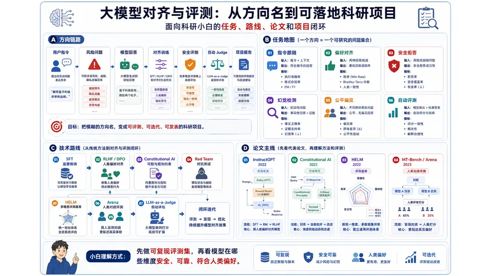 大模型对齐与评测 科研方向图解